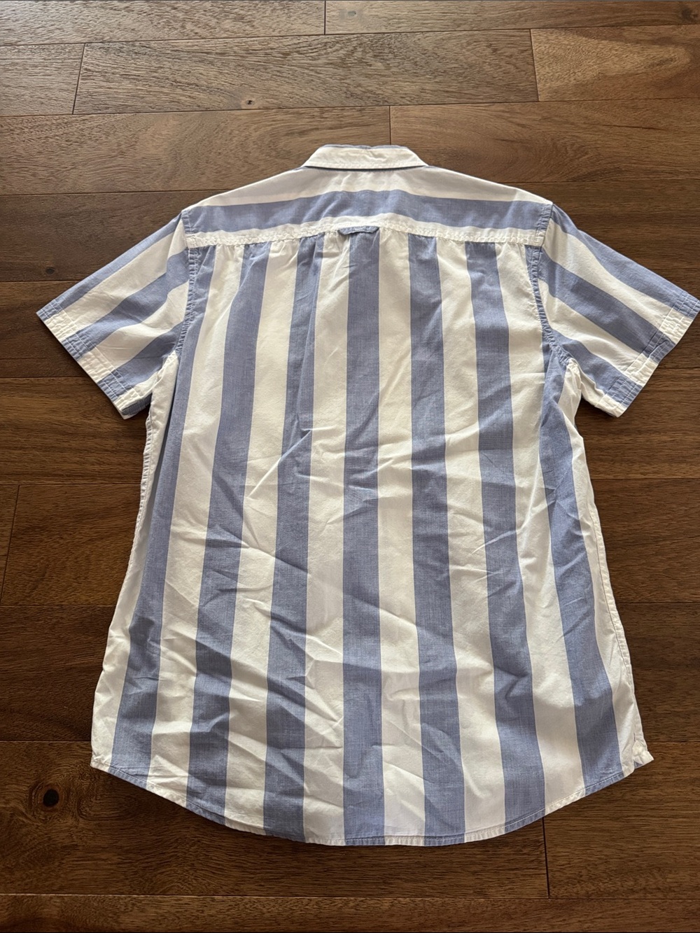 1901 Blue & White Vertical Stripe Short-Sleeve Button-Down Shirt - Picture 3 of 3